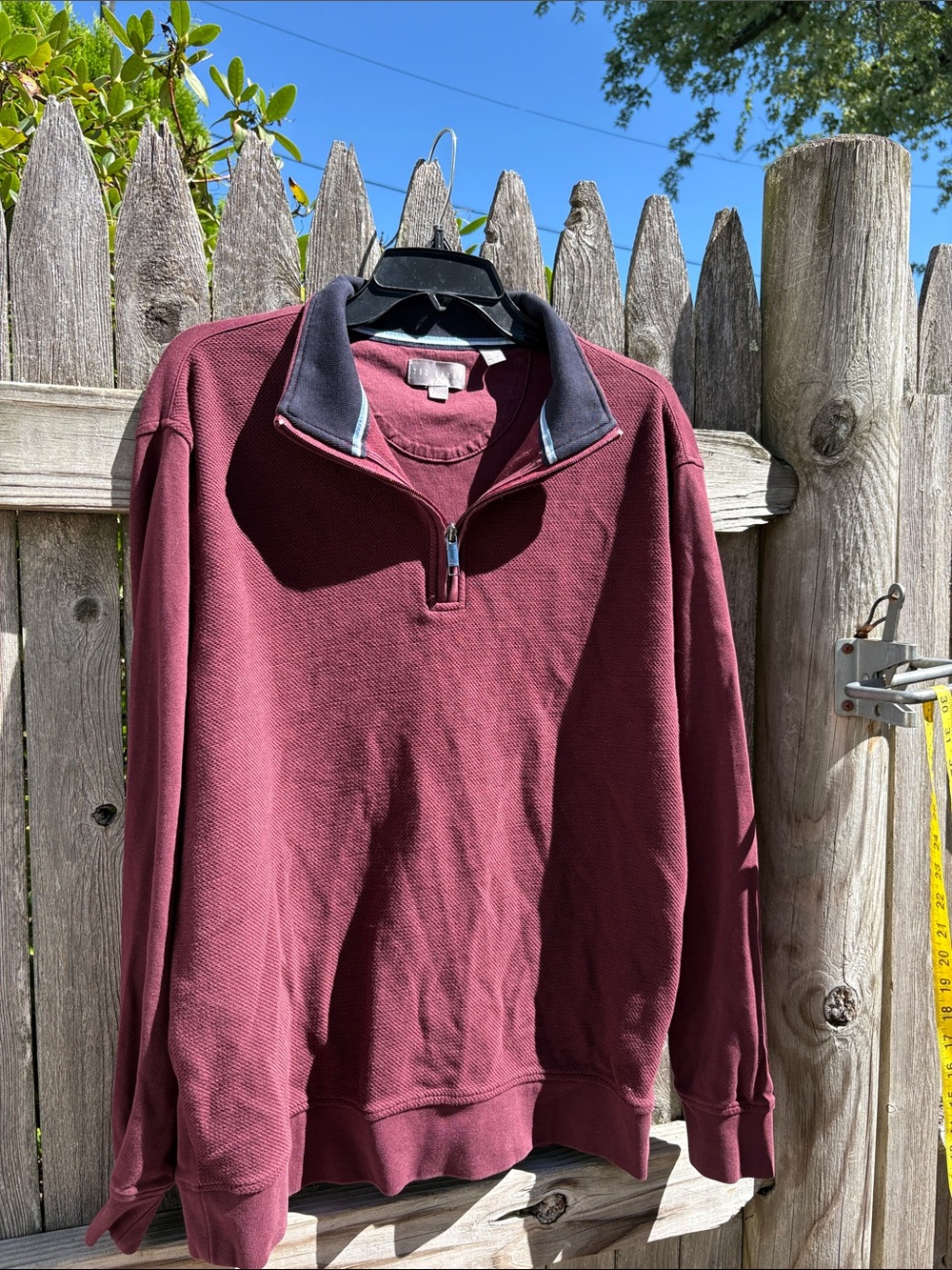 Ted Baker large burgundy cotton 1/4 neck!